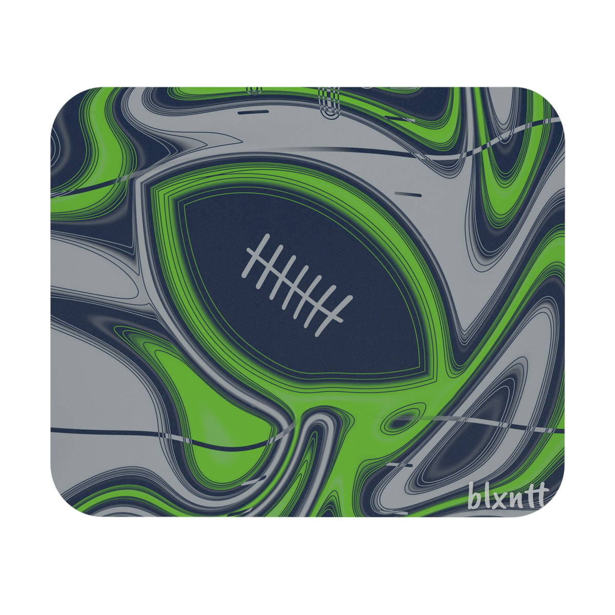 Navy & Neon Green Trippy Football Mouse Pad