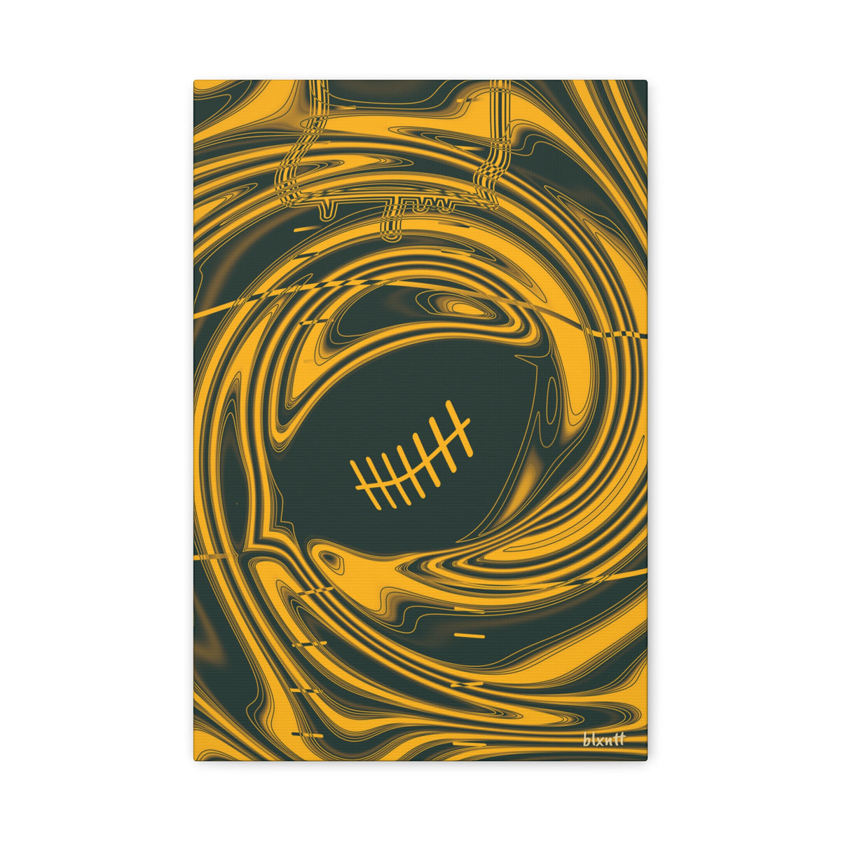 Green & Gold Trippy Football Canvas