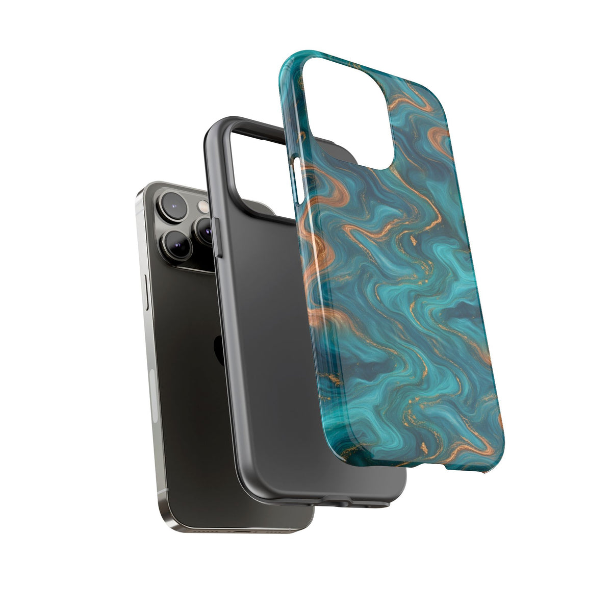 Turquoise & Copper Marble Phone Case