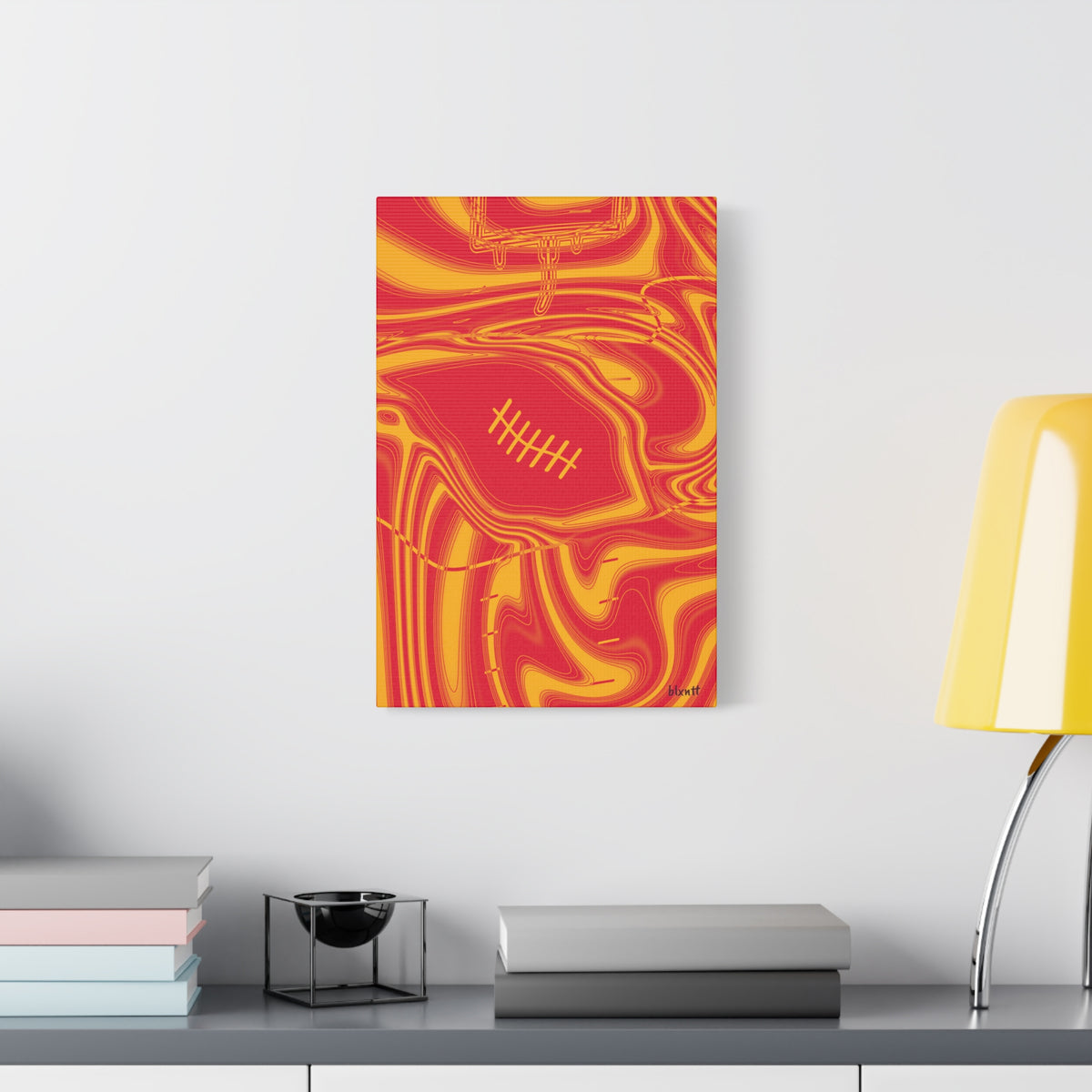Red & Yellow Trippy Football Canvas