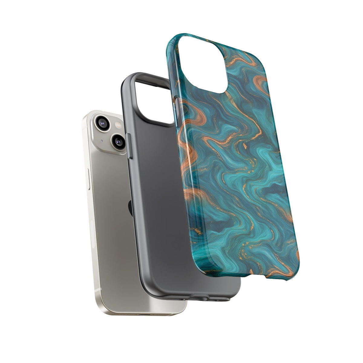 Turquoise & Copper Marble Phone Case