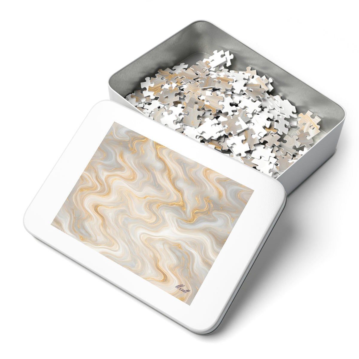 White & Gold Marble Puzzle