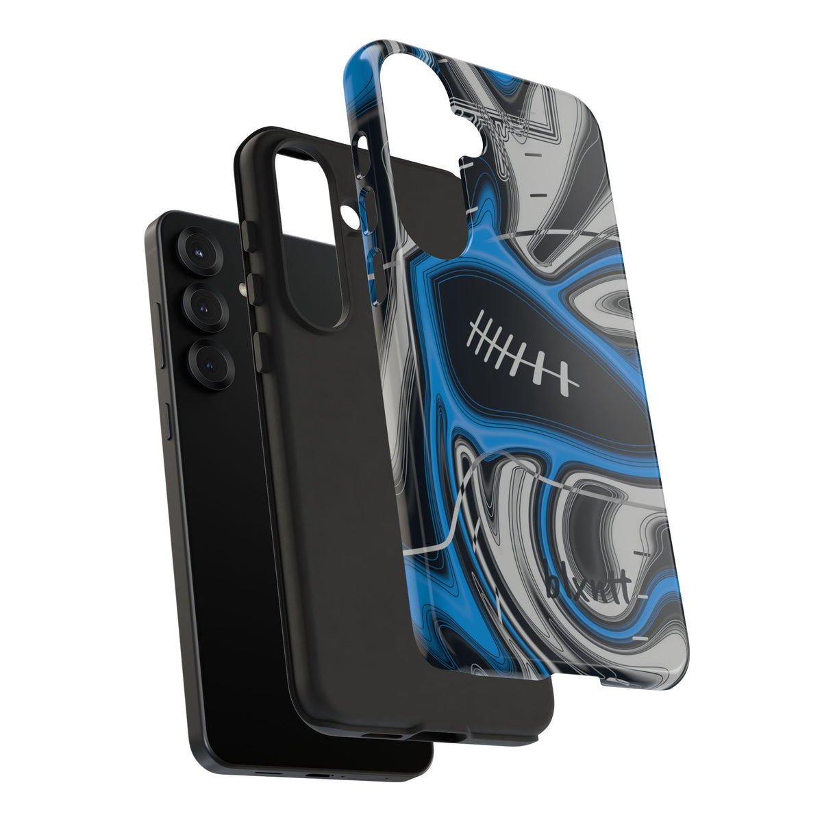 Sky Blue, Black & Silver Trippy Football Phone Case
