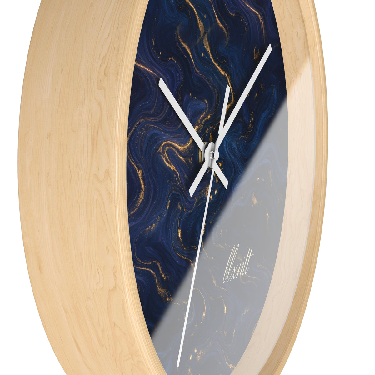 Navy & Gold Marble Wall Clock