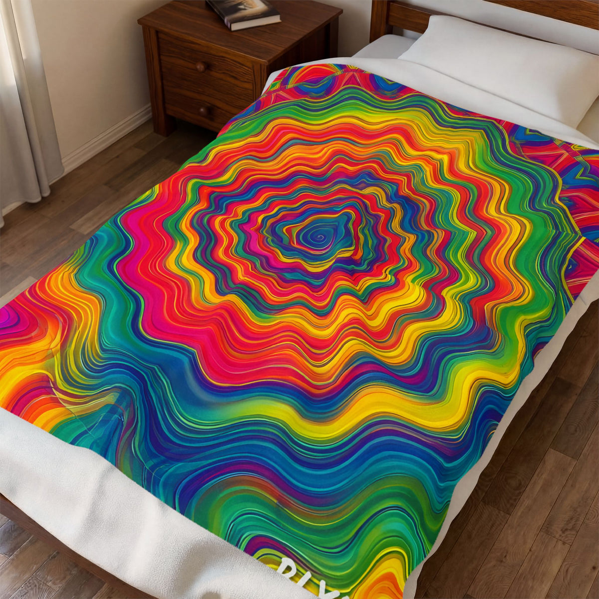 Hypnotic Rainbow Ripple Blanket