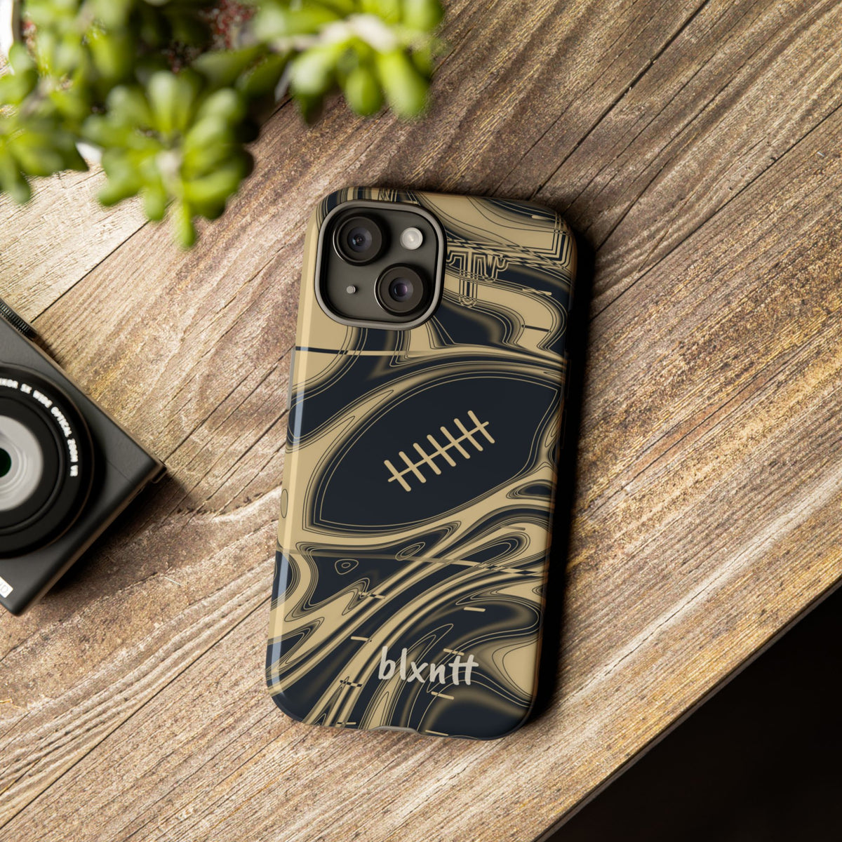 Old Gold & Black Trippy Football Phone Case