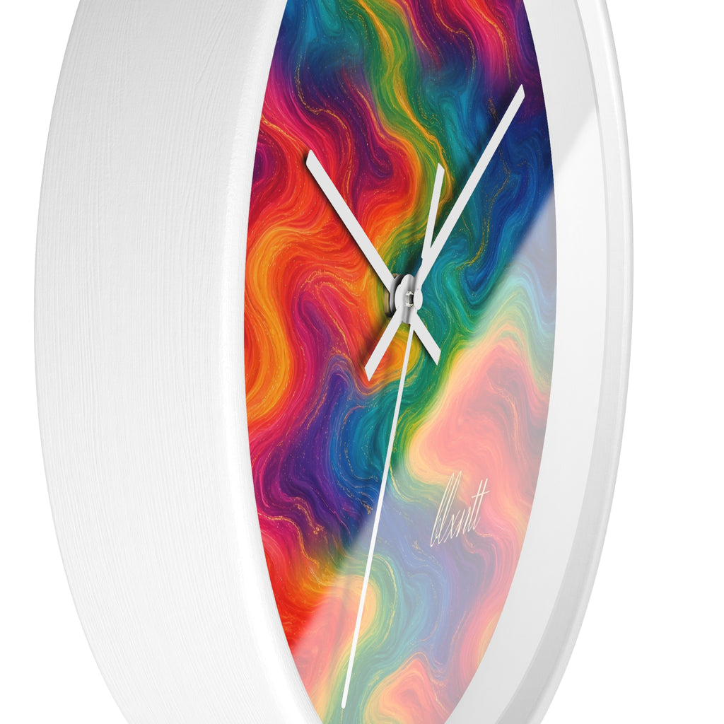Rainbow Marble Wall Clock