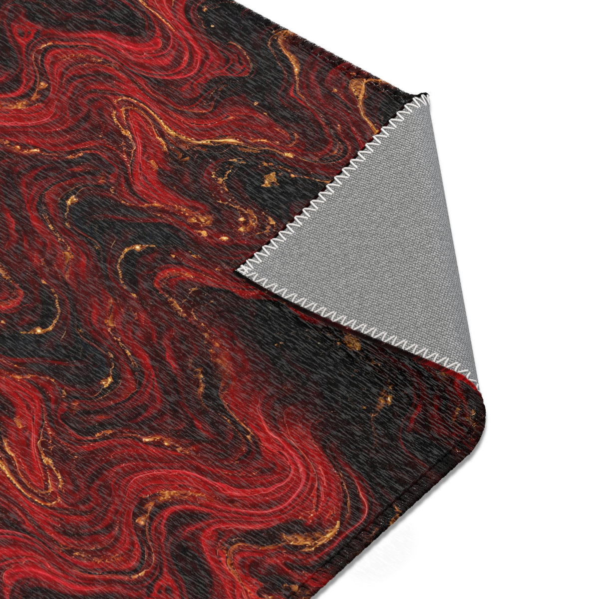 Red & Black Marble Area Rug