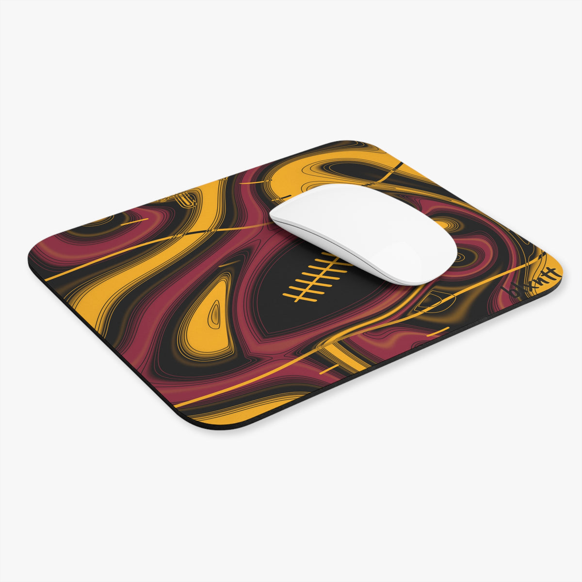 Cardinal Red, Black & Gold Trippy Football Mouse Pad