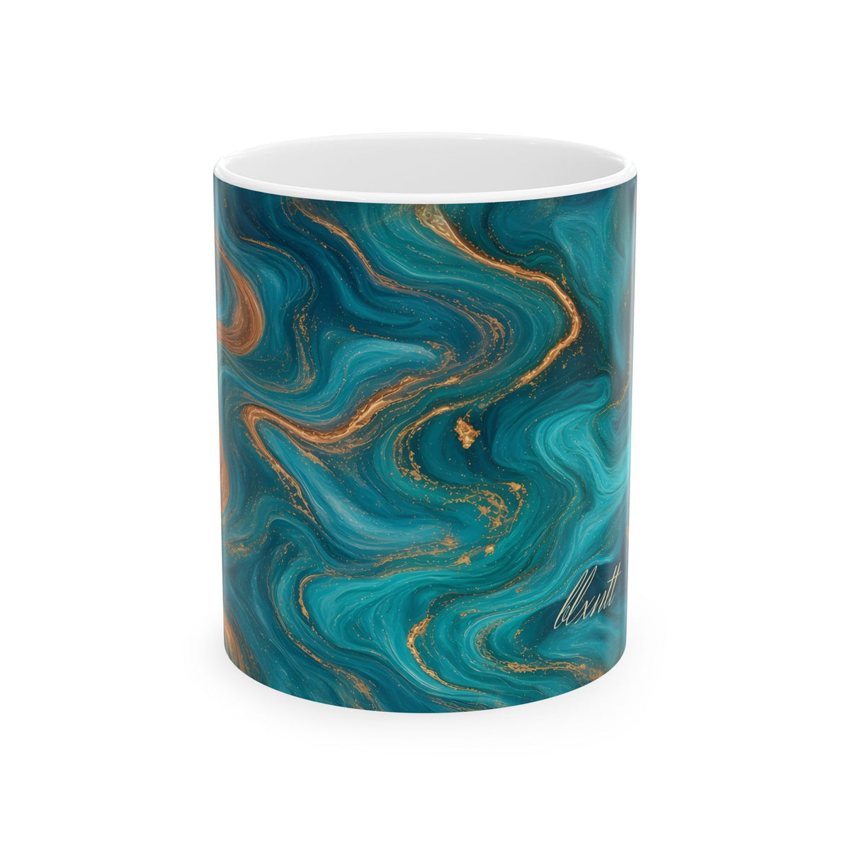 Turquoise & Copper Marble Mug