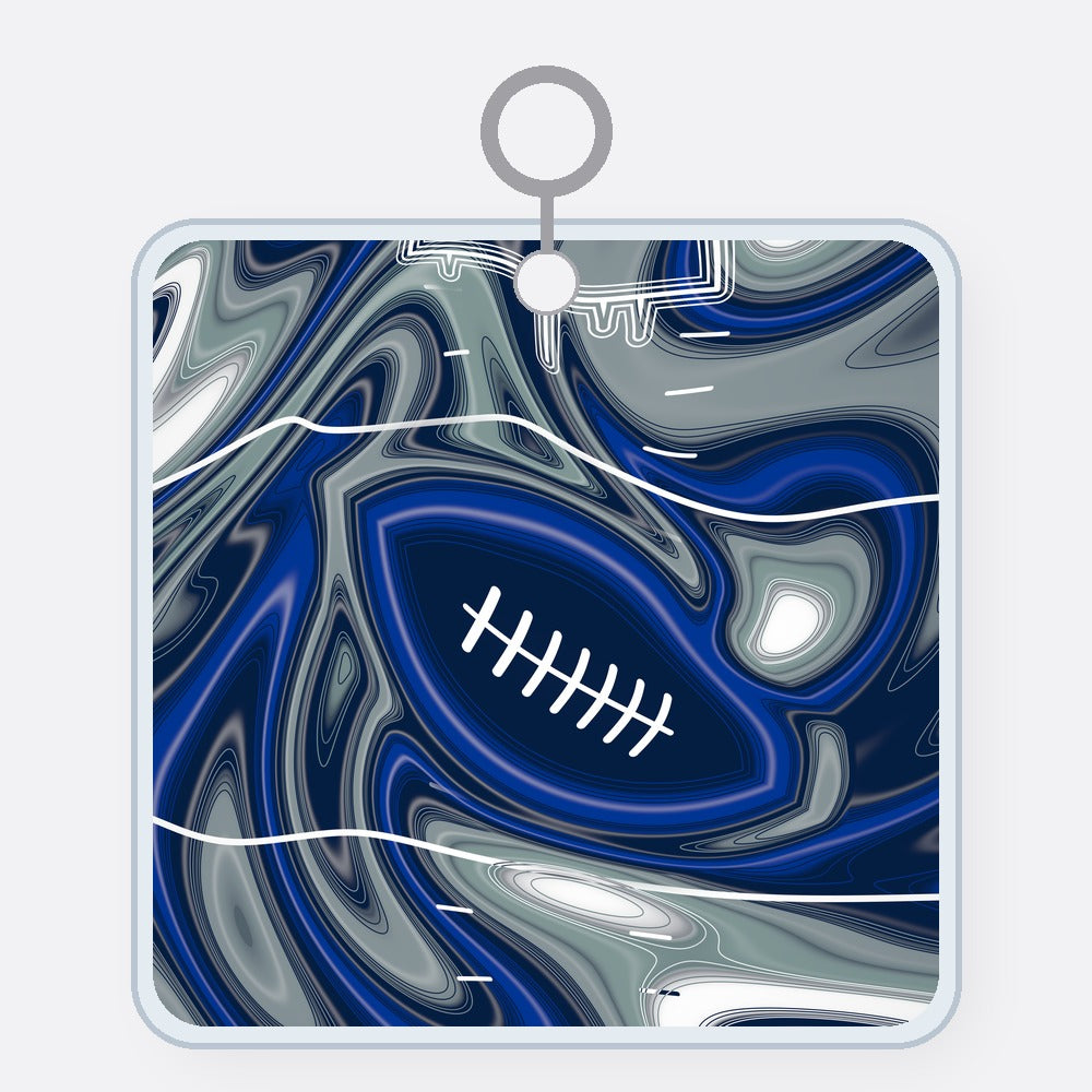 Royal Blue, Navy & Silver Trippy Football Acrylic Keychain