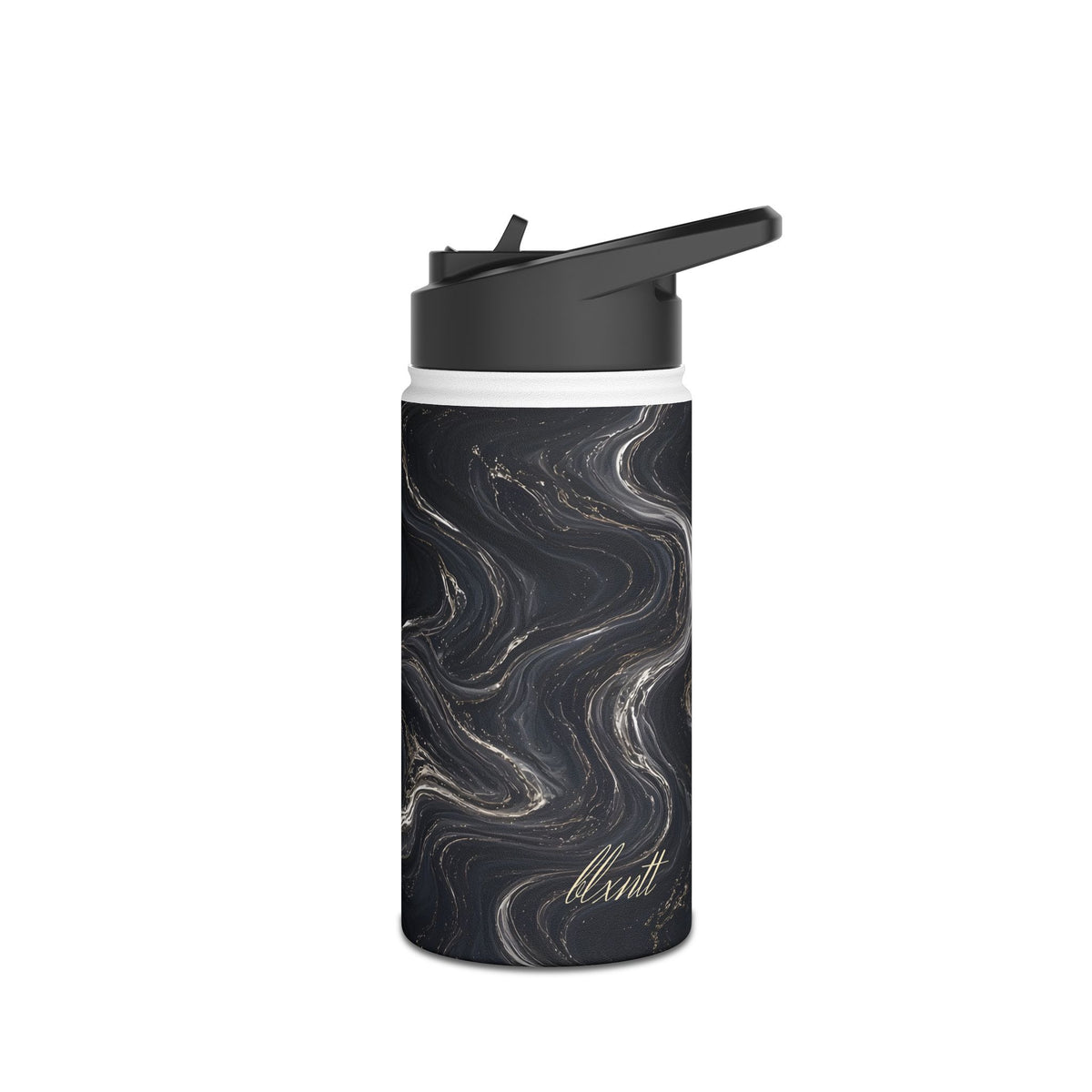 Black & Silver Marble Water Bottle
