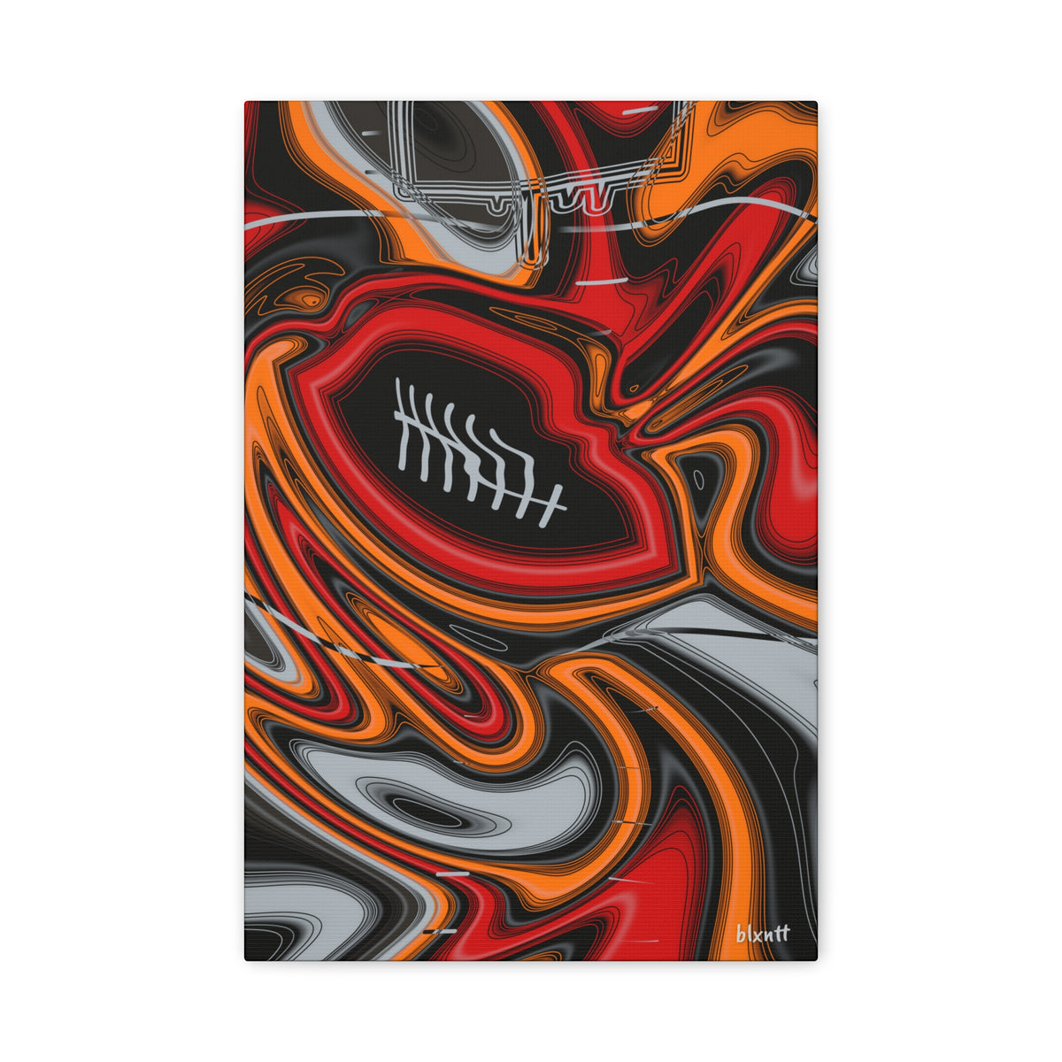 Red, Orange & Pewter Trippy Football Canvas