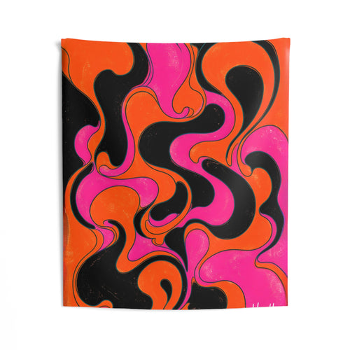 Fillmore Flow - Neon Orange & Magenta Tapestry