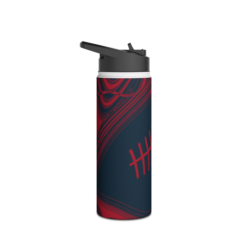 Midnight Navy & Red Trippy Football Water Bottle