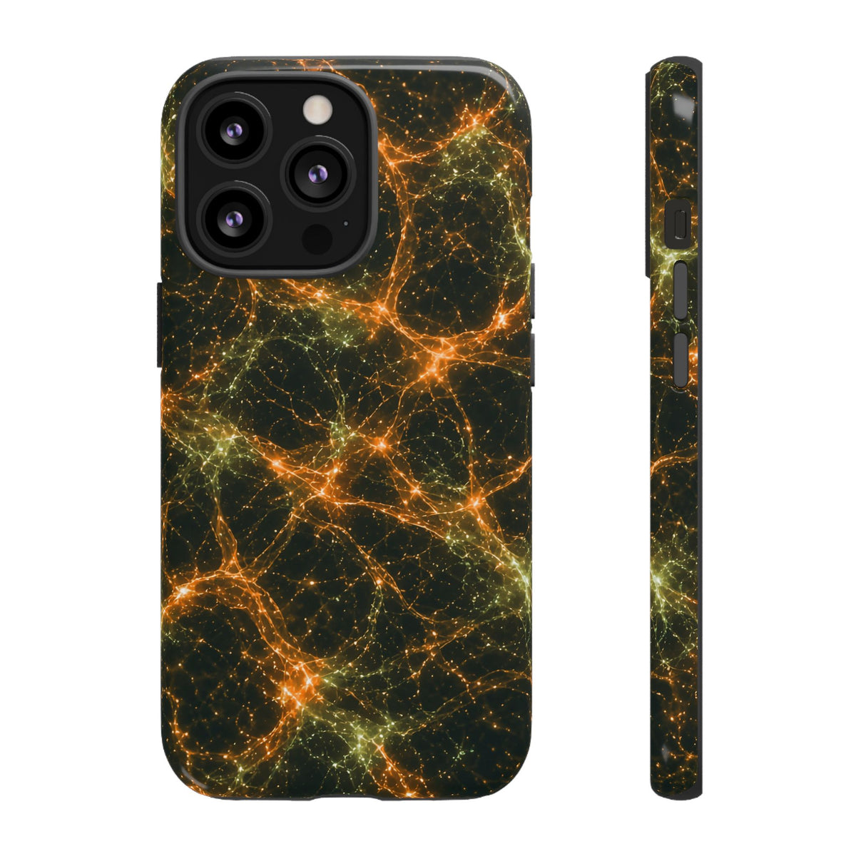 Neon Mycelium - Electric Tangerine Teal Phone Case