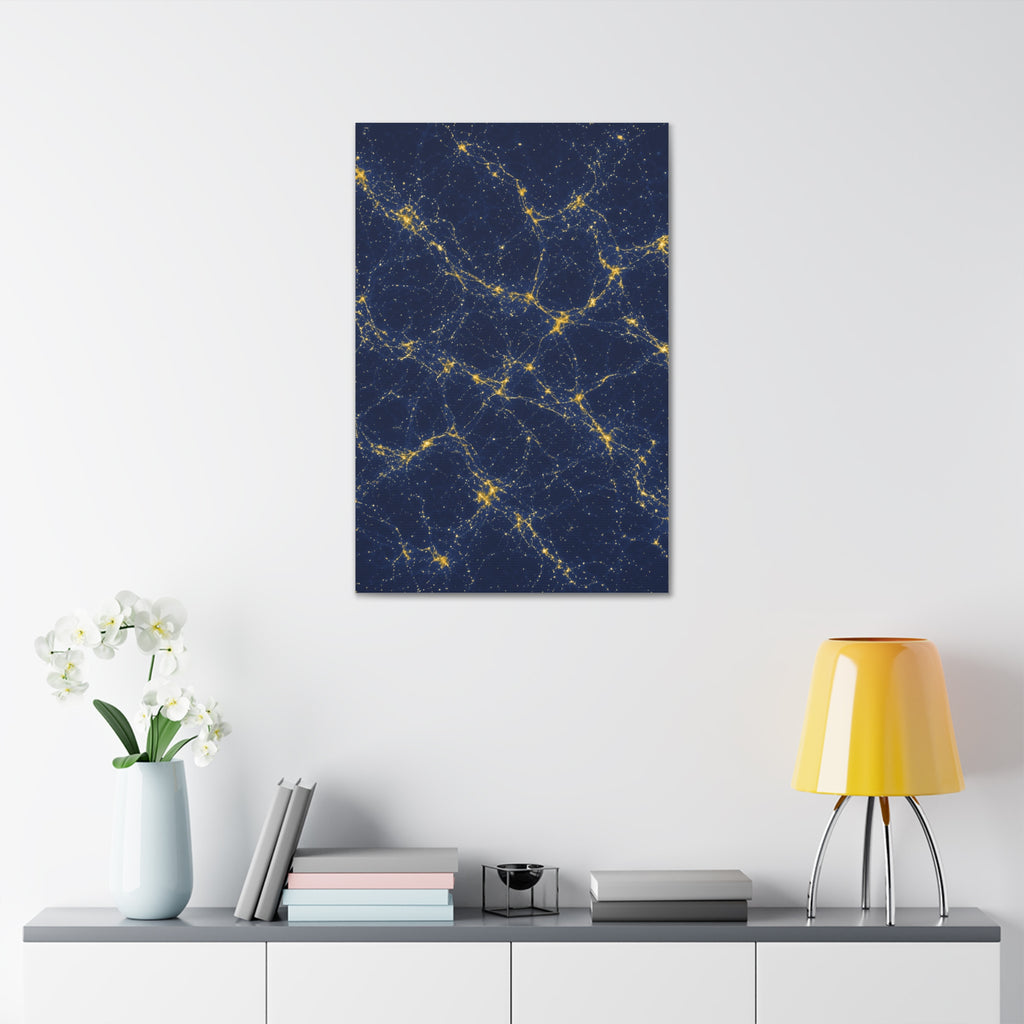 Neon Mycelium - Mustard Navy Glossy Canvas