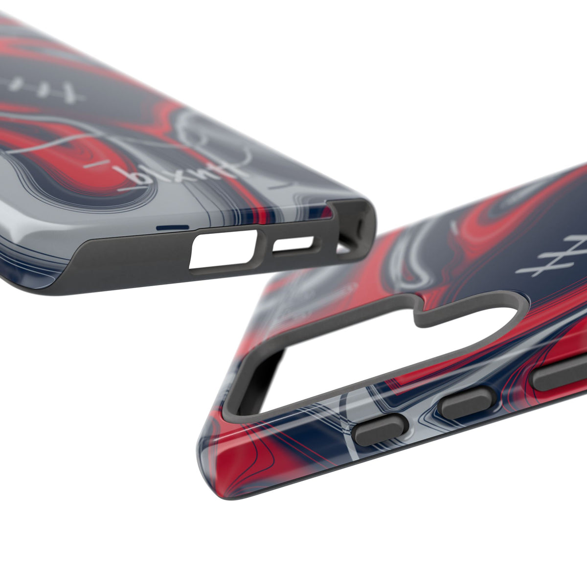 Navy, Red & Silver Trippy Football Phone Case