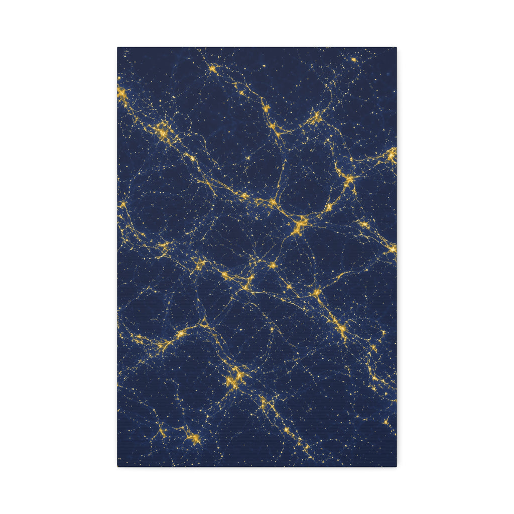 Neon Mycelium - Mustard Navy Glossy Canvas