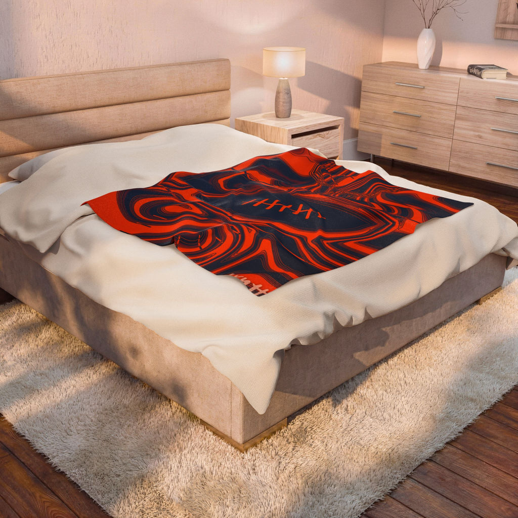 Orange & Navy Trippy Football Blanket