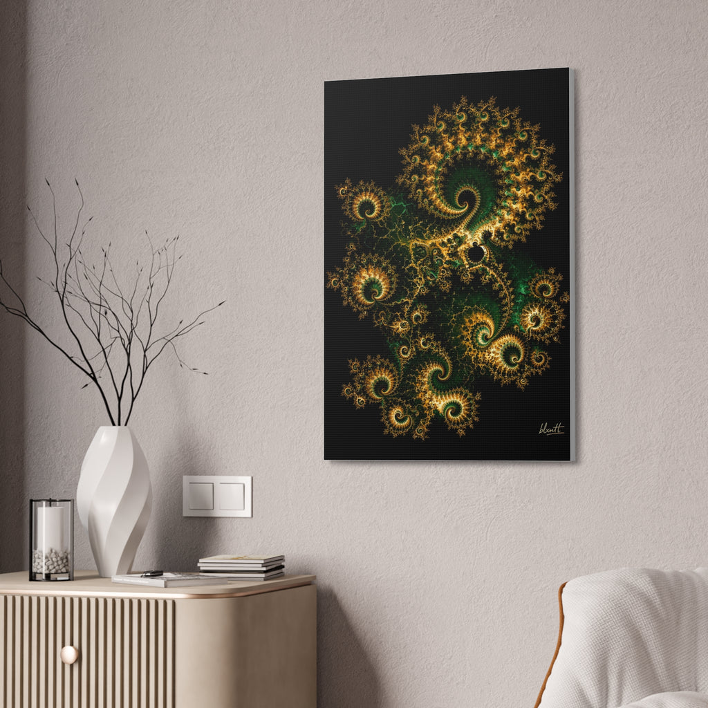 Copper Infinity - Emerald & Gold Glossy Canvas