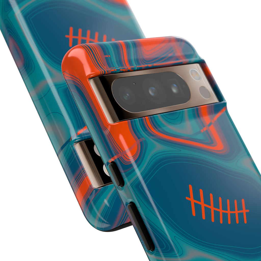 Aqua & Orange Trippy Football Phone Case