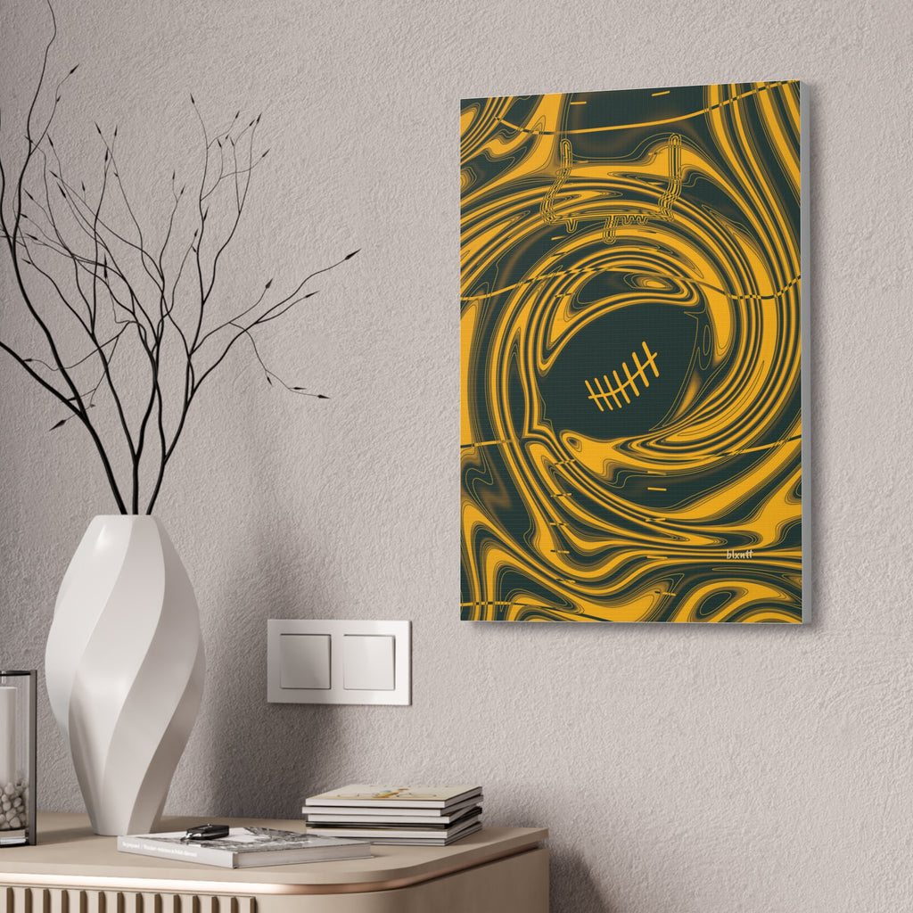 Green & Gold Trippy Football Glossy Canvas