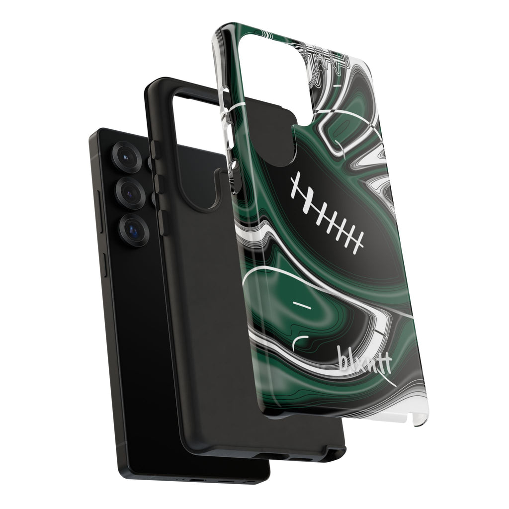 Hunter Green & White Trippy Football Phone Case
