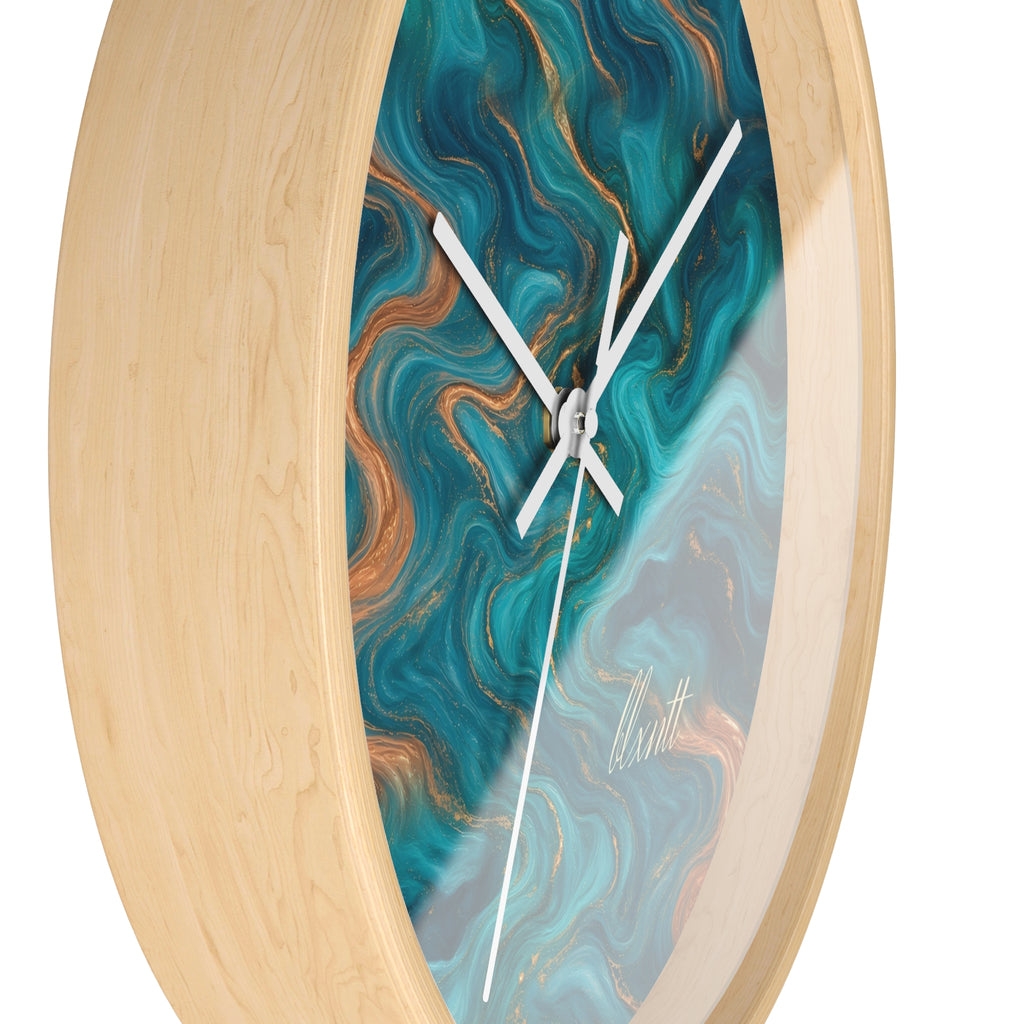 Turquoise & Copper Marble Wall Clock