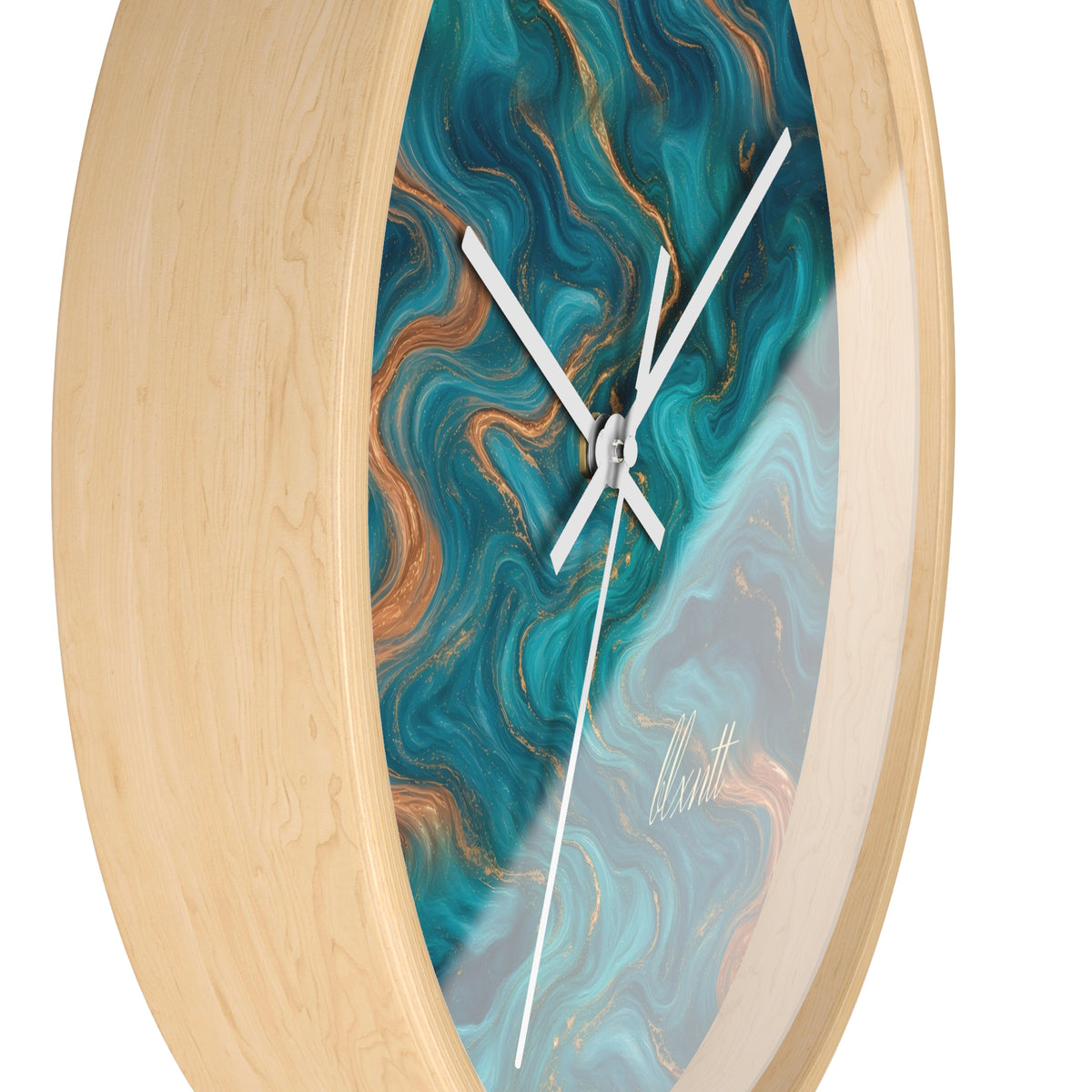 Turquoise & Copper Marble Wall Clock