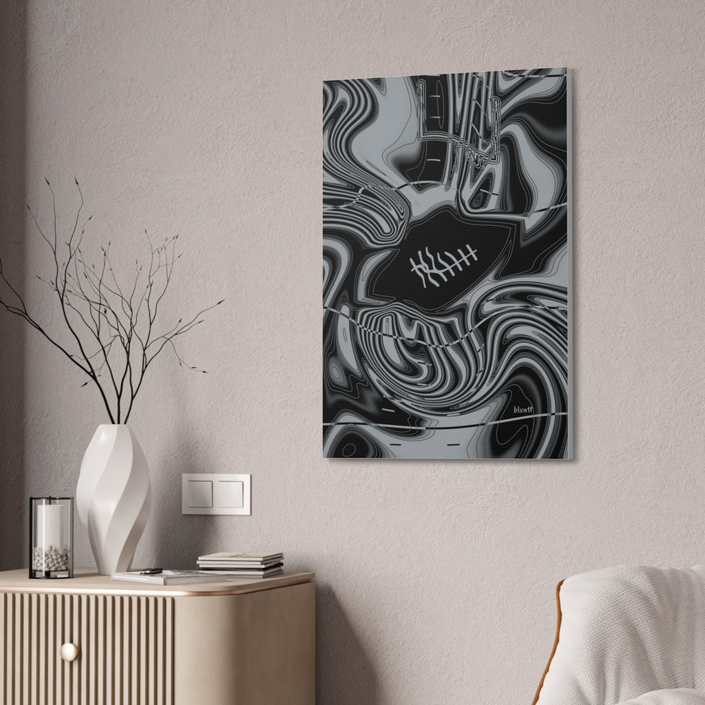 Black & Silver Trippy Football Glossy Canvas