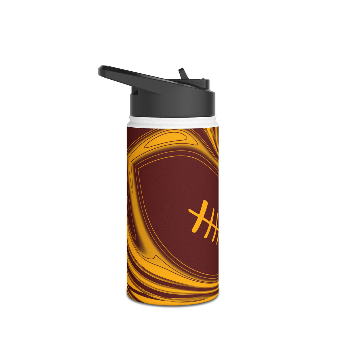 Burgundy & Gold Trippy Football Water Bottle
