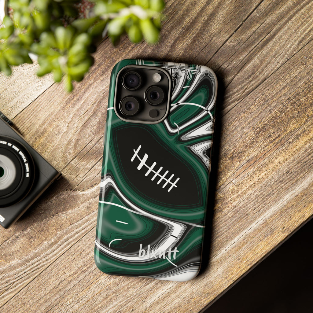 Hunter Green & White Trippy Football Phone Case