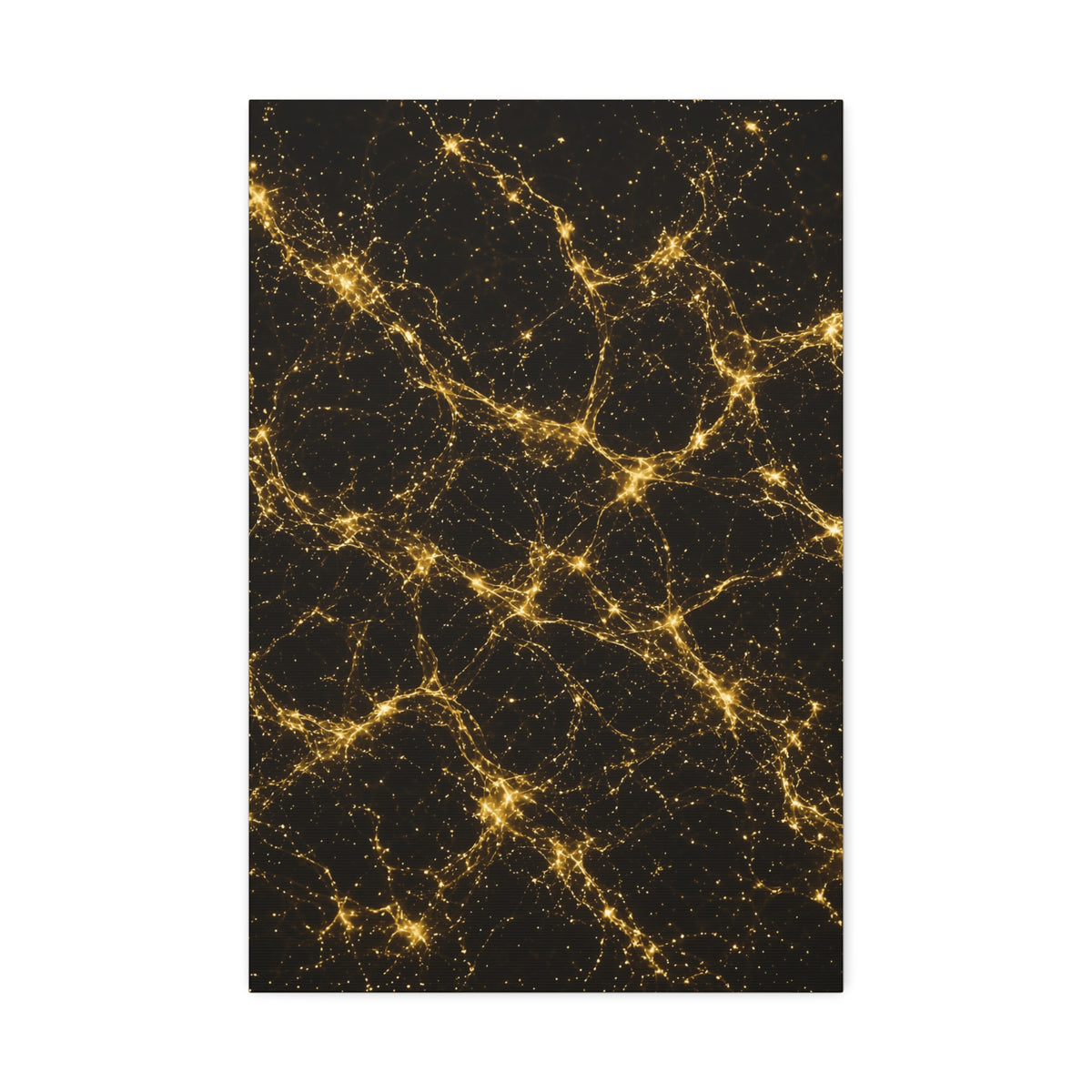 Neon Mycelium - Gold Filigree Glossy Canvas
