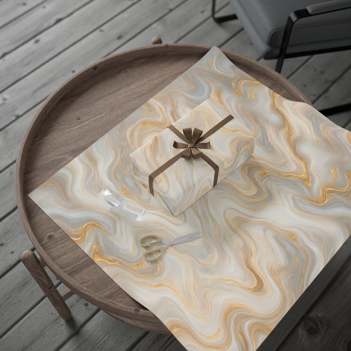 White & Gold Marble Wrapping Paper