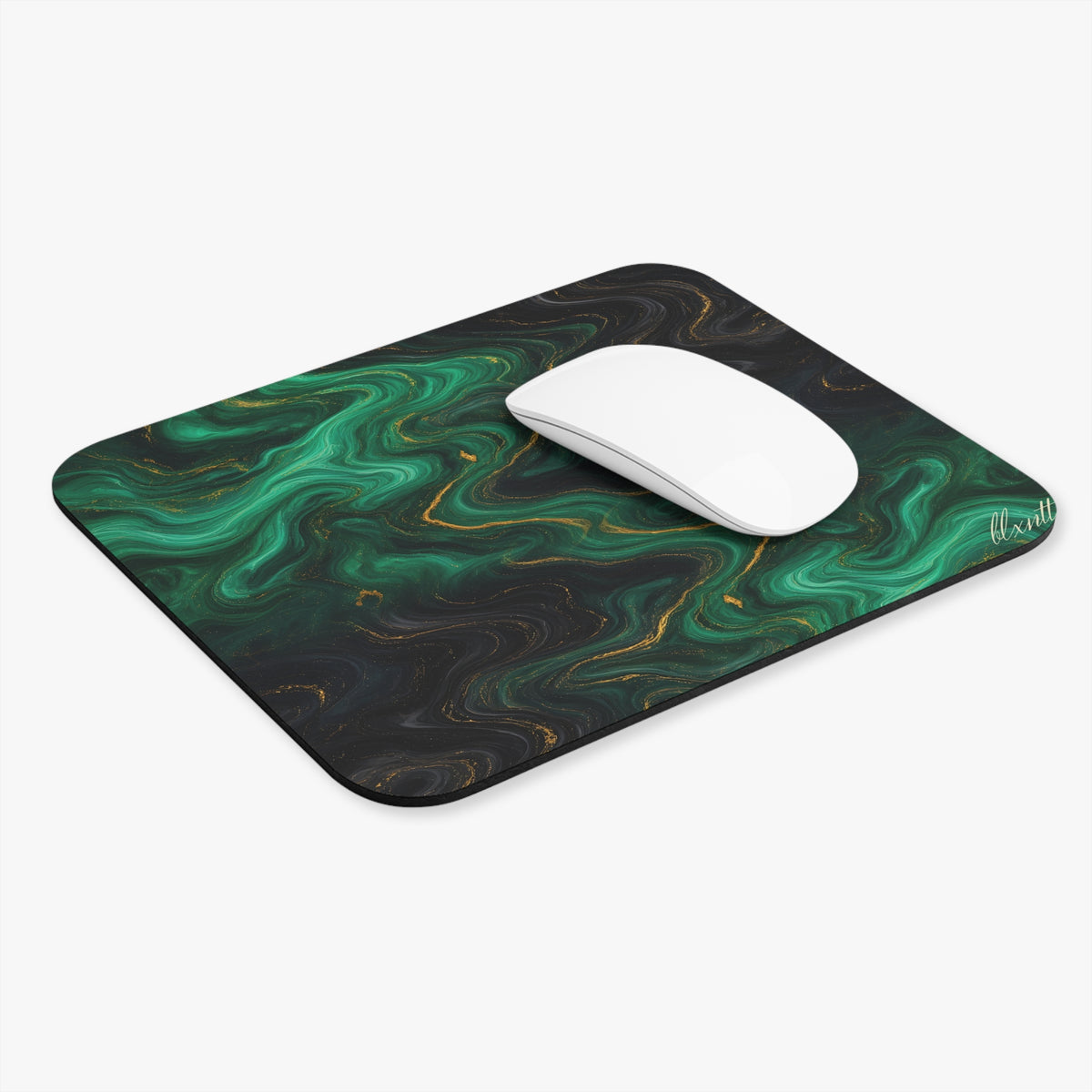 Emerald & Black Marble Mouse Pad