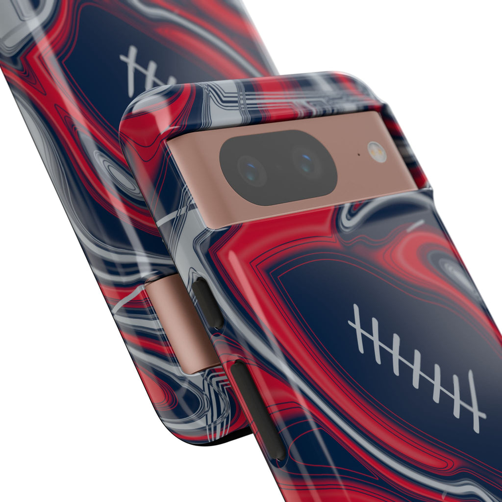 Navy, Red & Silver Trippy Football Phone Case