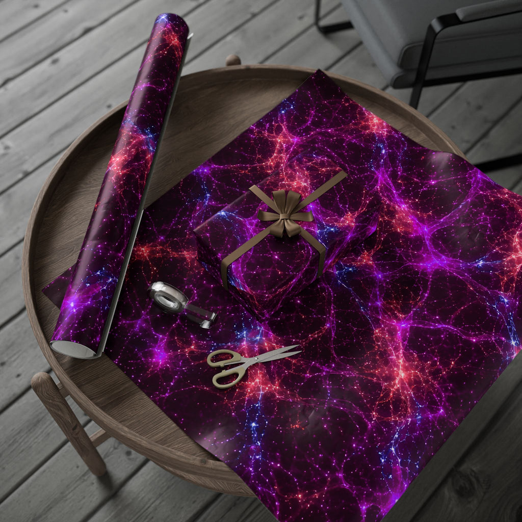 Neon Mycelium - Ember Orchid Wrapping Paper