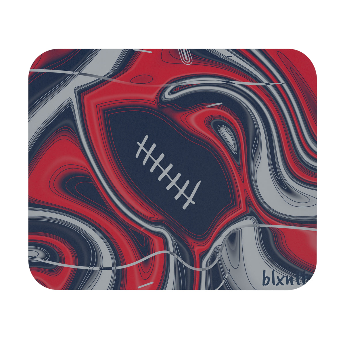Navy, Red & Silver Trippy Football Mouse Pad