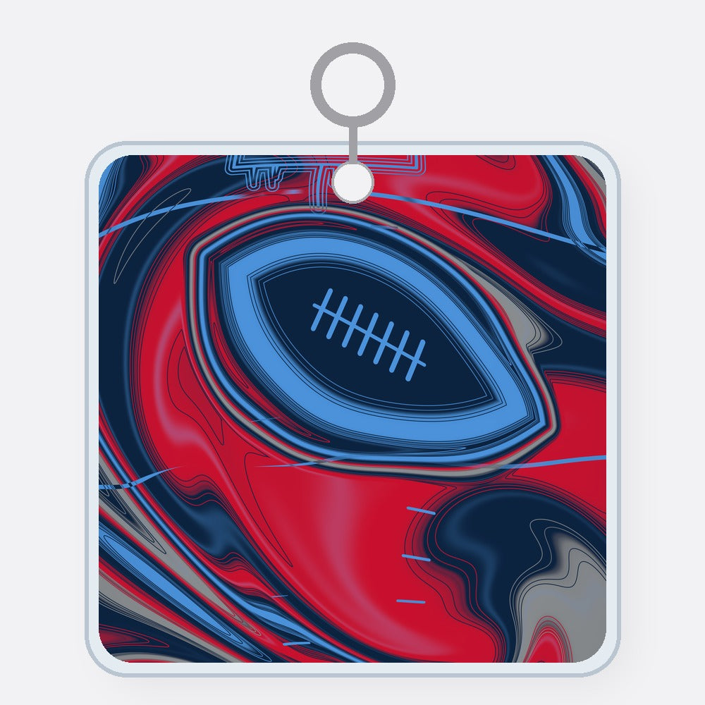 Navy, Light Blue & Red Trippy Football Acrylic Keychain