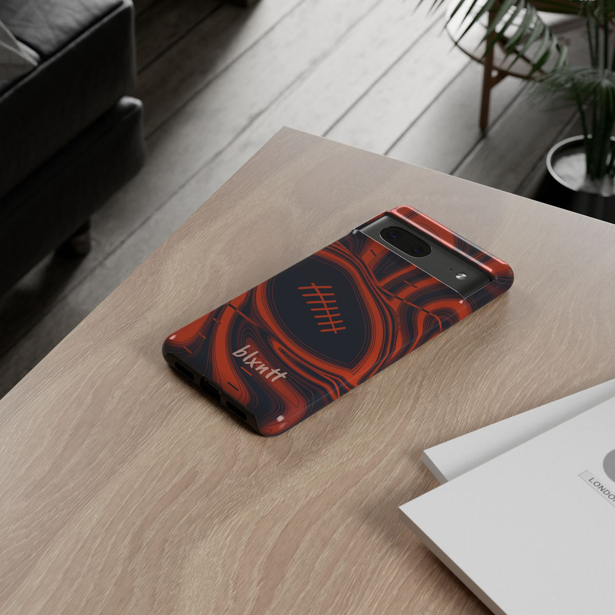 Navy & Orange Trippy Football Phone Case