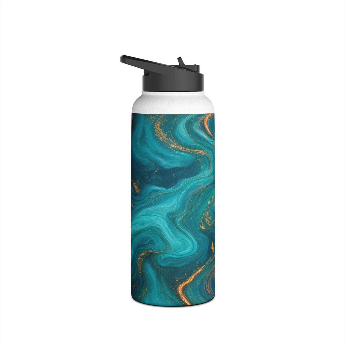 Turquoise & Copper Marble Water Bottle