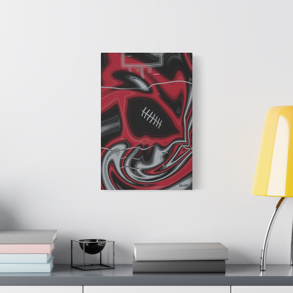 Red, Black & Silver Trippy Football Canvas