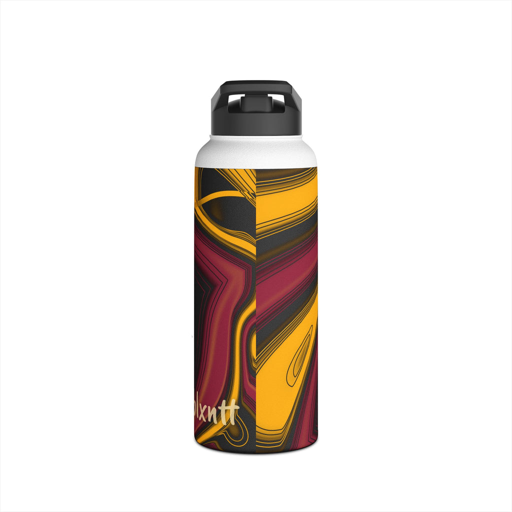 Cardinal Red, Black & Gold Trippy Football Water Bottle