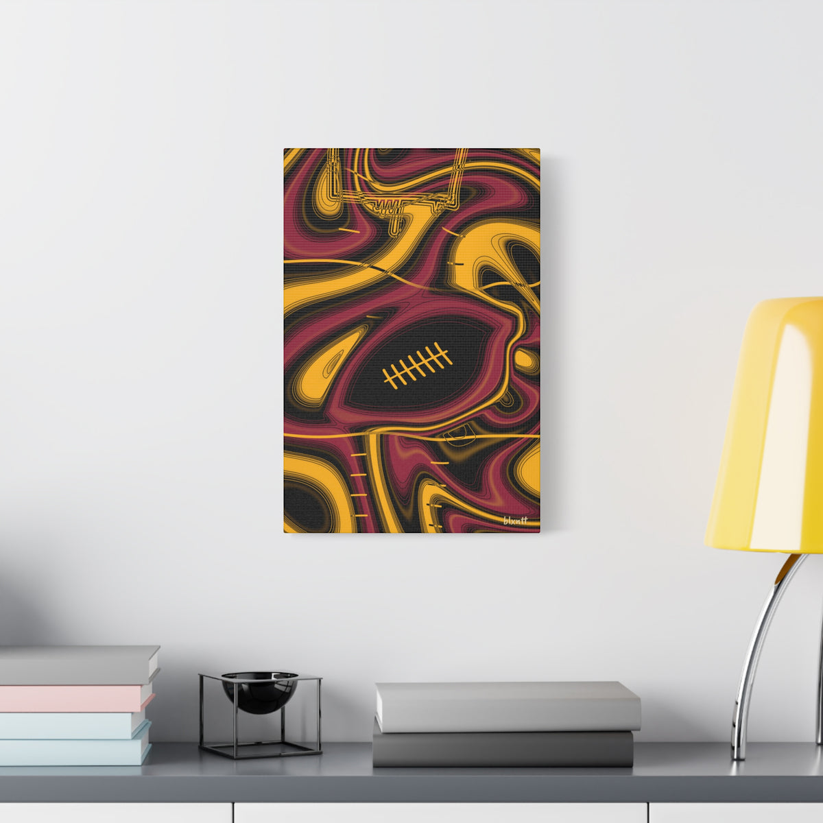 Cardinal Red, Black & Gold Trippy Football Canvas