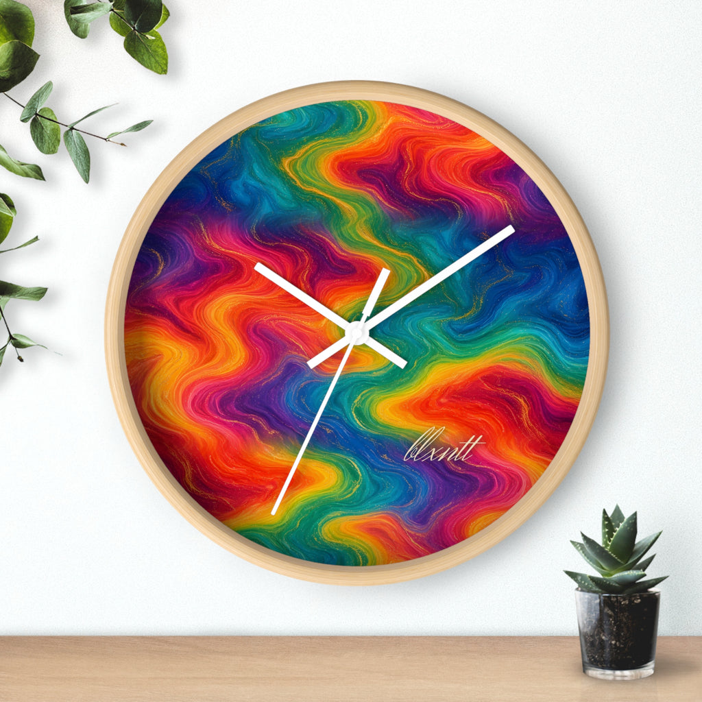 Rainbow Marble Wall Clock