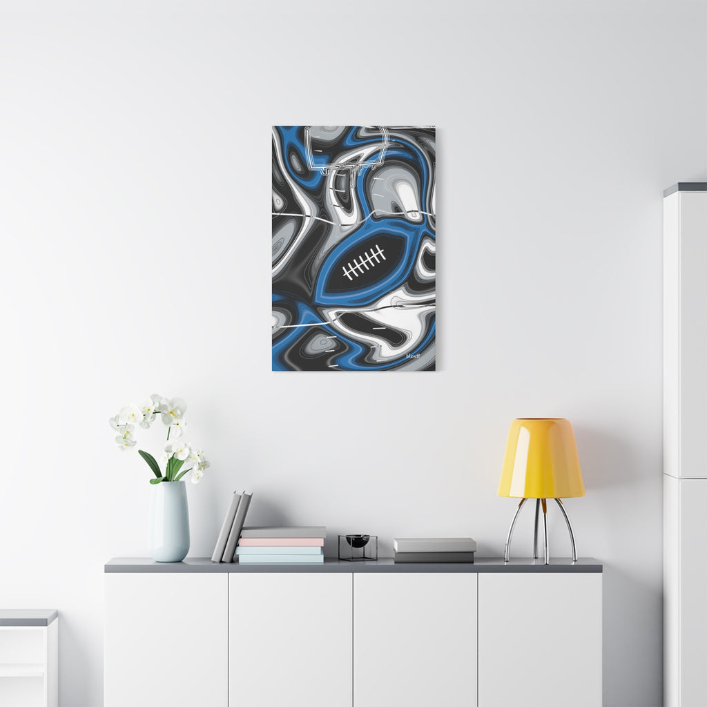 Bright Blue & Silver Trippy Football Canvas