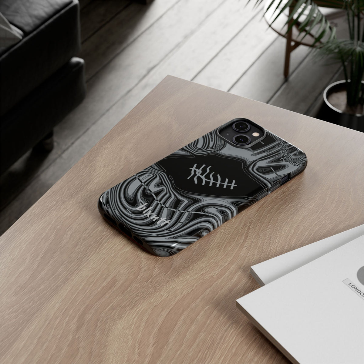 Black & Silver Trippy Football Phone Case
