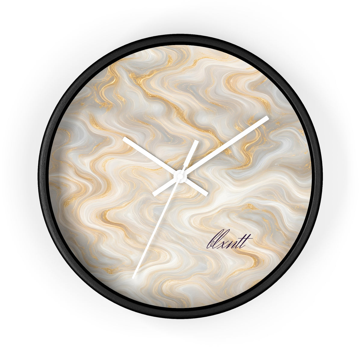 White & Gold Marble Wall Clock