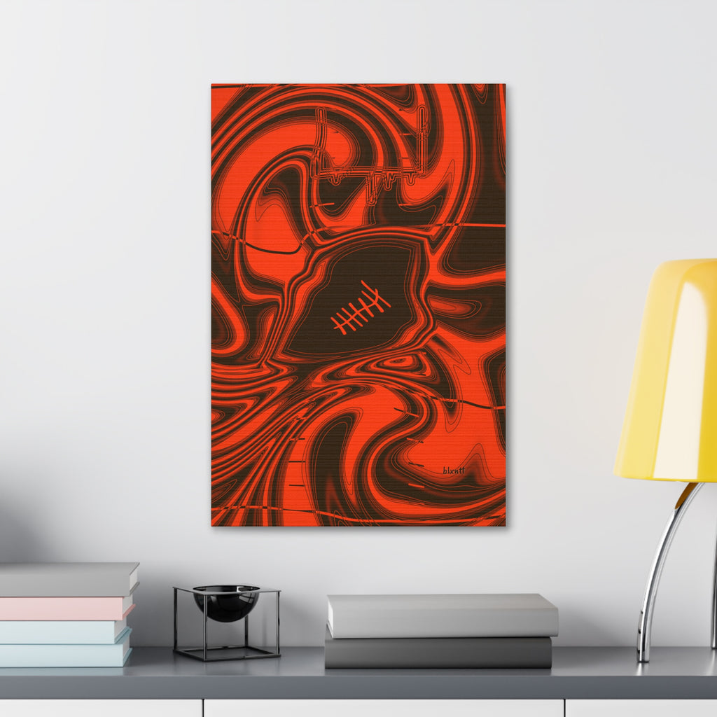 Brown & Orange Trippy Football Glossy Canvas